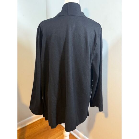 Eileen Fisher 100% Wool Open Cardigan L Black Minimalist Professional $298 - Picture 3 of 6